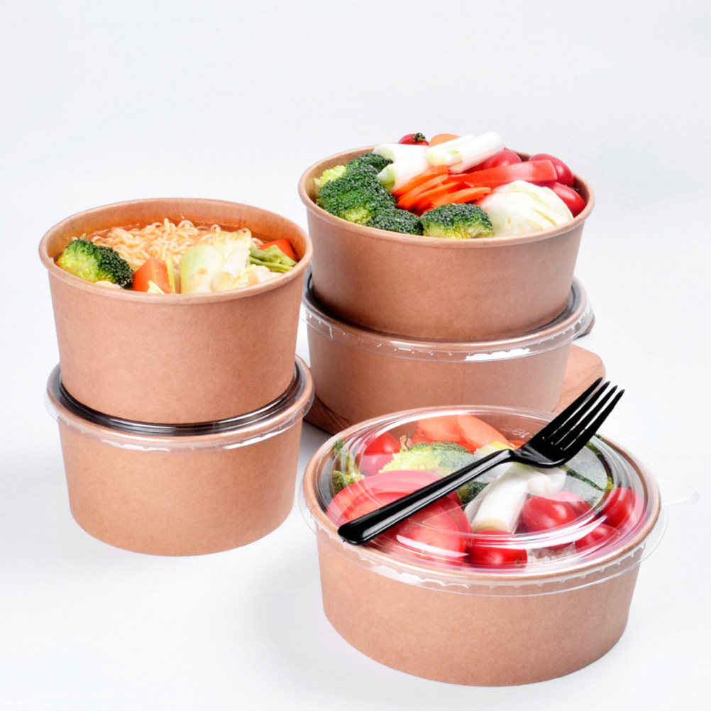 Meal Prep Containers - 20Pcs Kraft Paper Bowls Leakproof Disposable