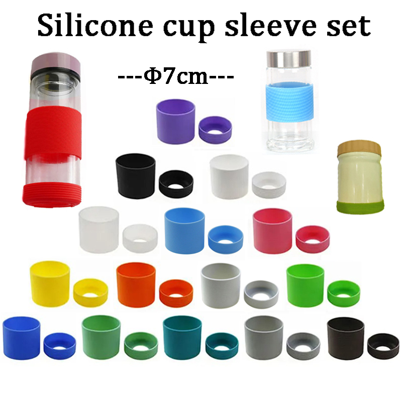 Glass Container Set - 7cm Silicone Cup Sleeve Set Glass