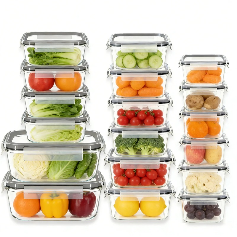 18pcs/set Glass Food Storage C - Meal Prep Glass Containers With Lids review and price
