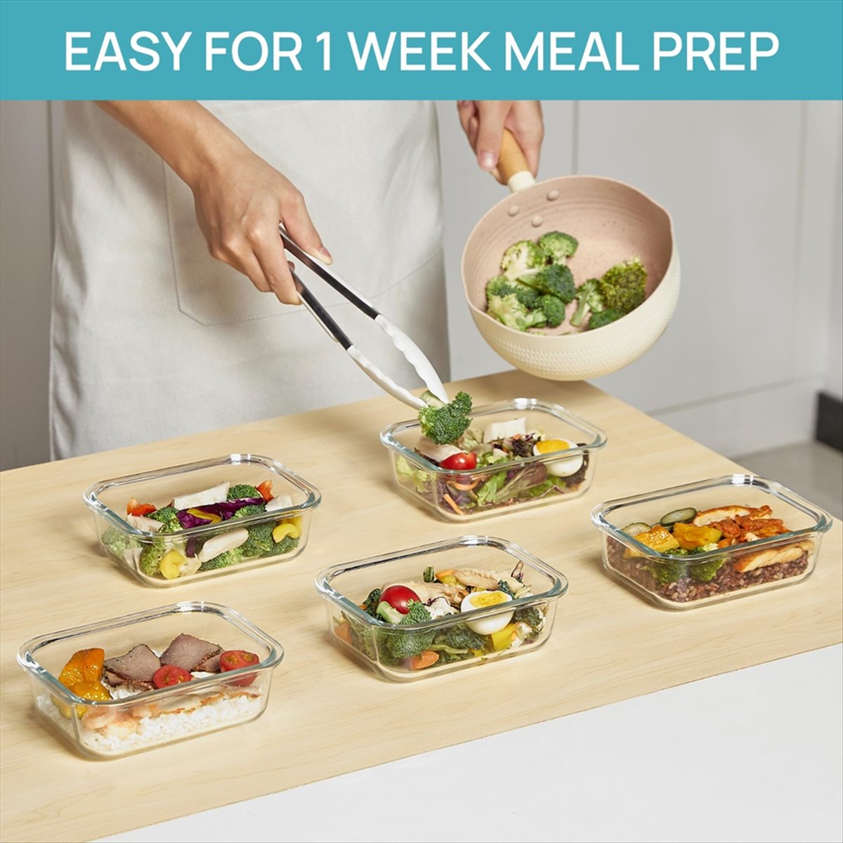 (ESTR) 5Pack 22oz Glass Storag - Meal Prep Glass Containers With Lids review and price