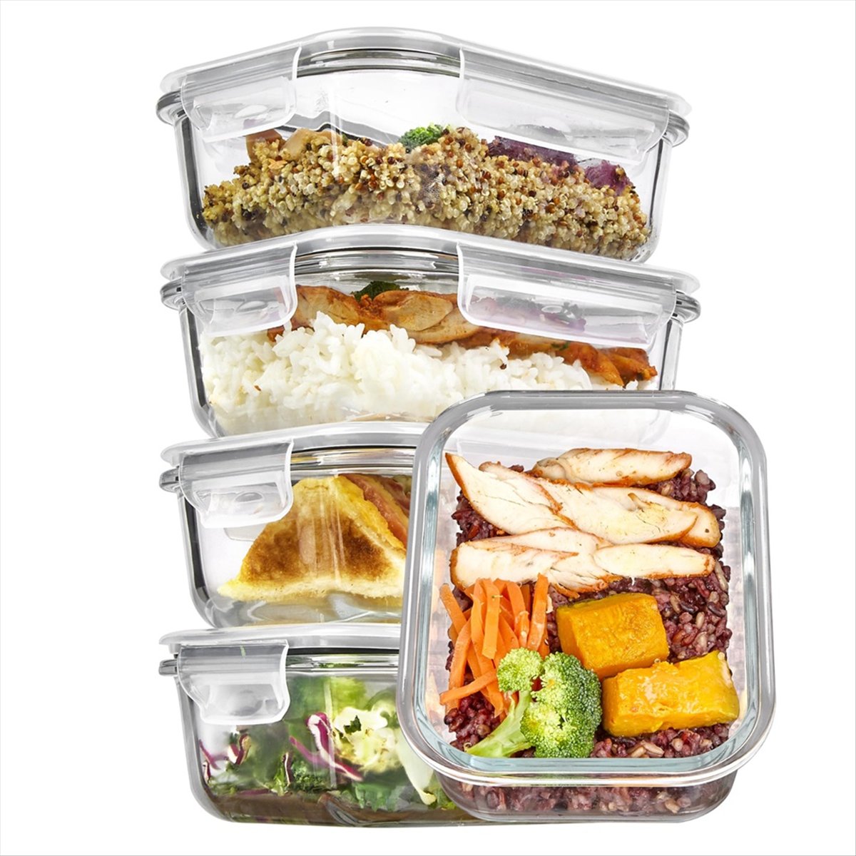 (ESTR) 5Pack 22oz Glass Storag - Meal Prep Glass Containers With Lids review and price