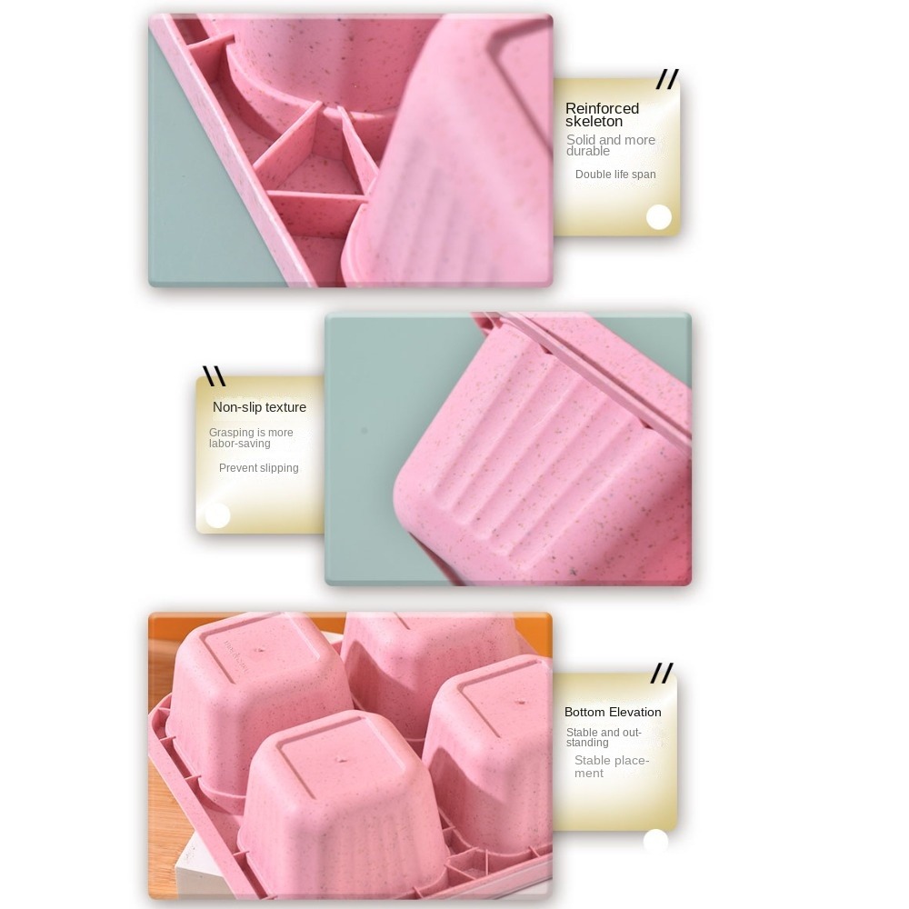 1pc Reusable Wheat Straw 4 Com - Meal Prep Containers review and price