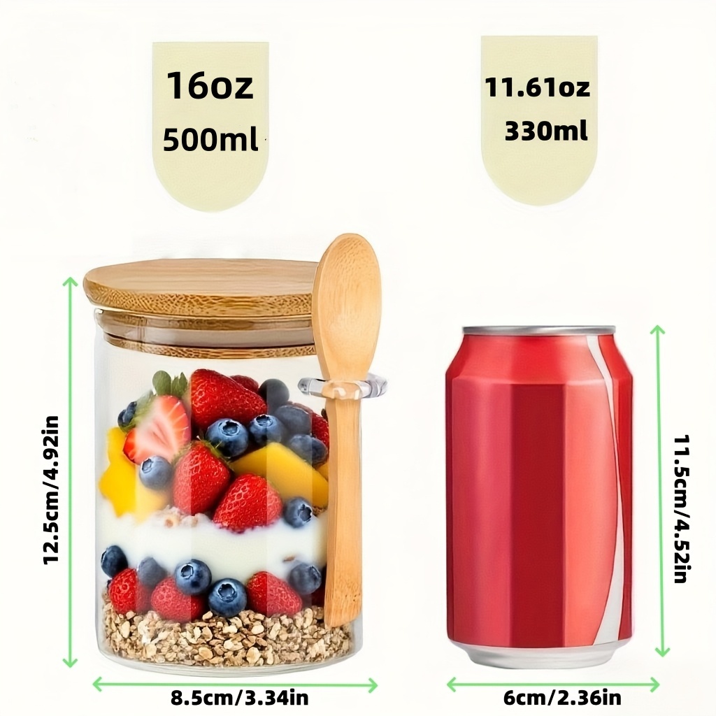 1/2/4/8Pcs Oatmeal Glass Cup S - Meal Prep Glass Containers With Lids review and price
